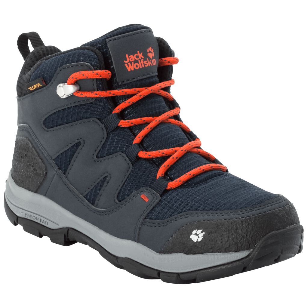 Jack Wolfskin MTN ATTACK 3 TEXAPORE MID Gyerek Túracipő Sötét Kék/Narancssárga - JDKHWP-204